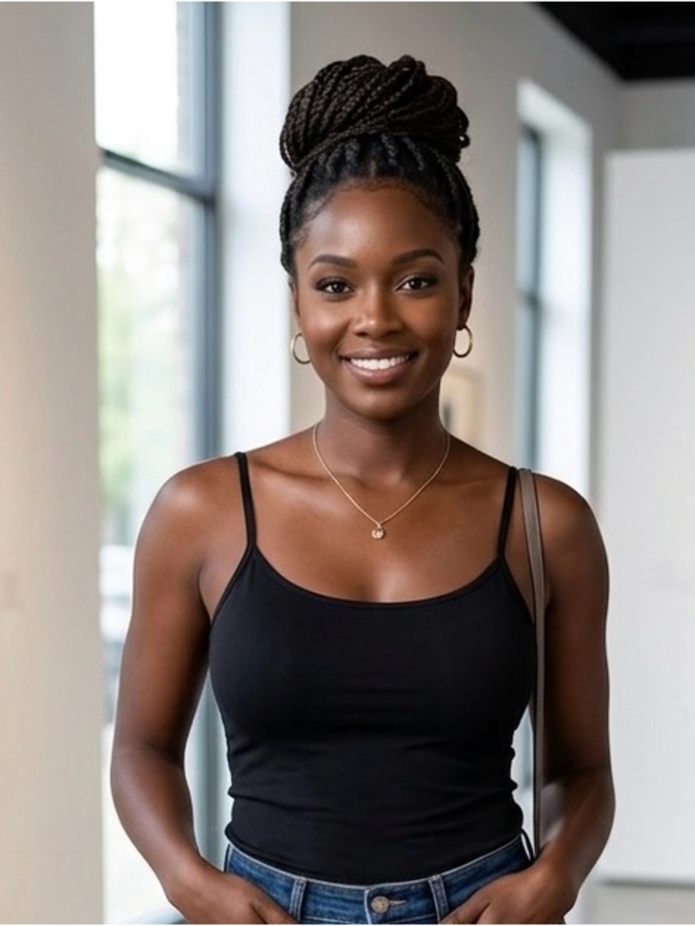 aerie Black Ribbed Cami Tank